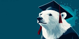 戴学士帽的北极熊