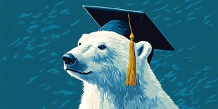 戴学士帽的北极熊