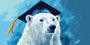 戴学士帽的北极熊