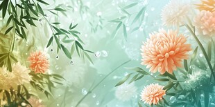 梦幻花卉竹林清新景致