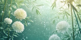 梦幻绿境中的素雅白菊