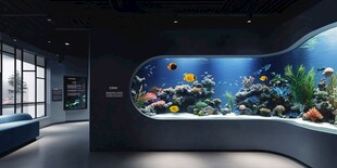 室内大型弧形观赏水族箱