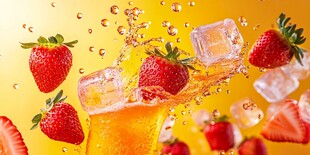 草莓果汁溅起清凉瞬间