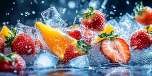 冰爽鲜果碰撞瞬间