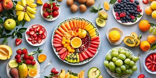 缤纷多彩的新鲜水果拼盘