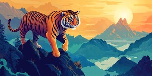 虎踞山峦 迎壮丽日出