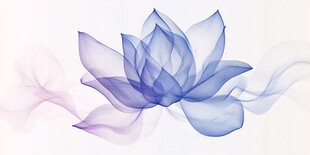 梦幻蓝紫水墨莲花图