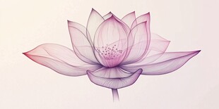 梦幻紫色手绘风莲花图案