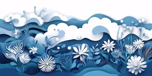 纸艺海洋花卉梦幻景观