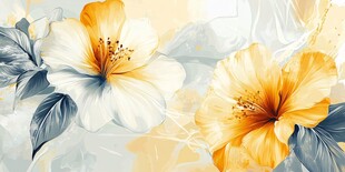 黄白花卉水彩风精美画面