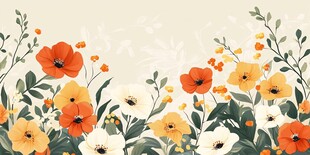 缤纷花卉边框图案设计