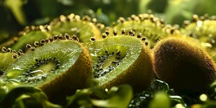 新鲜切开的猕猴桃特写