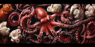 深海章鱼与海洋生物群像