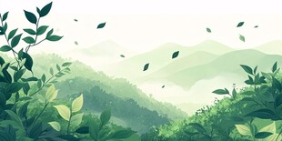 山间绿意 清新自然风景画