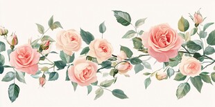 粉色玫瑰花卉边框插画