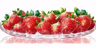 晶莹盘中草莓 新鲜诱人