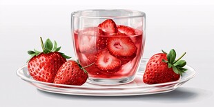 草莓饮品与鲜果组合