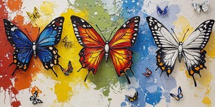 多彩蝴蝶墙绘艺术之美