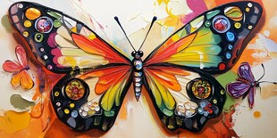 绚丽多彩蝴蝶艺术画作