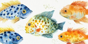 五彩斑斓的水中鱼儿