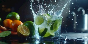 青柠入水溅起清凉水花