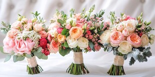 三束缤纷浪漫新娘手捧花