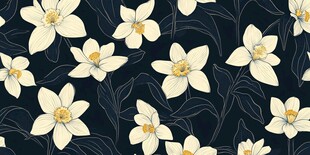 黑色背景的白色花卉图案