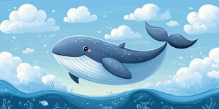 天空中遨游的梦幻鲸鱼