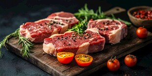 新鲜生牛排搭配蔬果香料