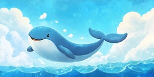 天空中游弋的梦幻蓝鲸鱼