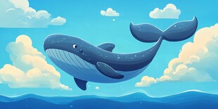 天空中遨游的梦幻大鲸鱼