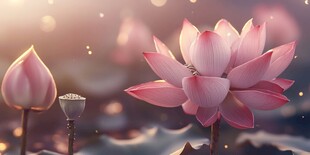 梦幻绽放的唯美粉色莲花