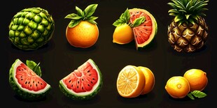 多彩多汁水果集合展示