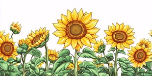 向日葵花海插画