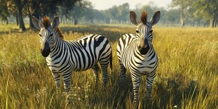 草原上的两只斑马