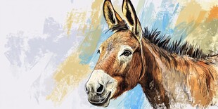 彩色绘就的生动驴子形象