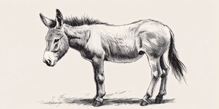 站立的毛驴素描图