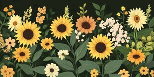 向日葵花卉插画