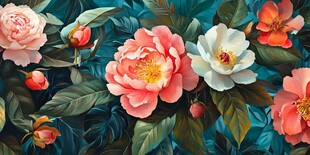 繁花绽放的绚丽花卉图景