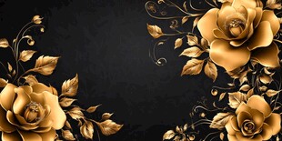 金色花卉装饰黑色背景图