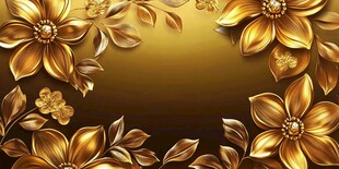 金色花卉边框装饰背景图