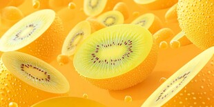 金黄奇异果切片诱人画面