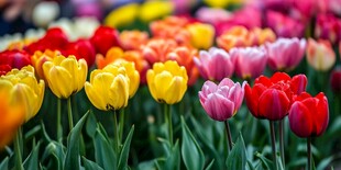 五彩斑斓的郁金香花海