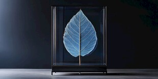 蓝色叶脉叶标本展示