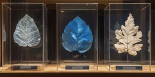 精美叶片标本展示于橱窗