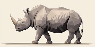 低多边形风格站立犀牛