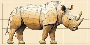 低多边形风格犀牛形象
