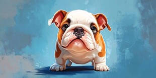 可爱斗牛犬插画形象