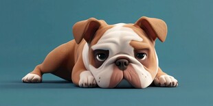 趴着的可爱斗牛犬卡通形象