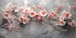 浪漫粉白樱花装饰背景图